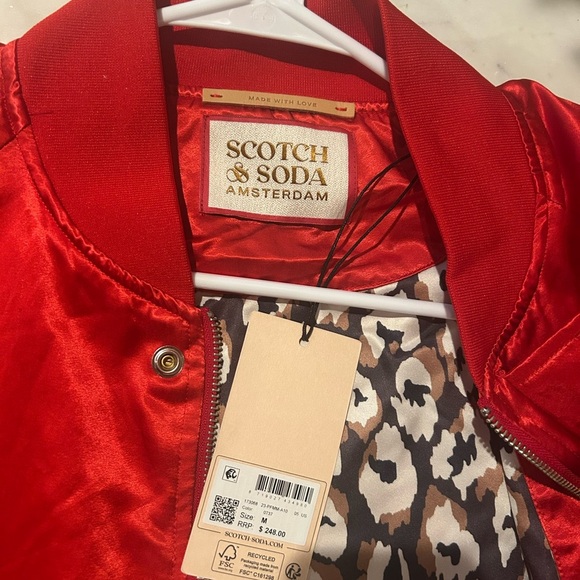 NWT Scotch& Soda satin bomber jacket sz M”The Free Spirit”embroidered graphic - Picture 4 of 6